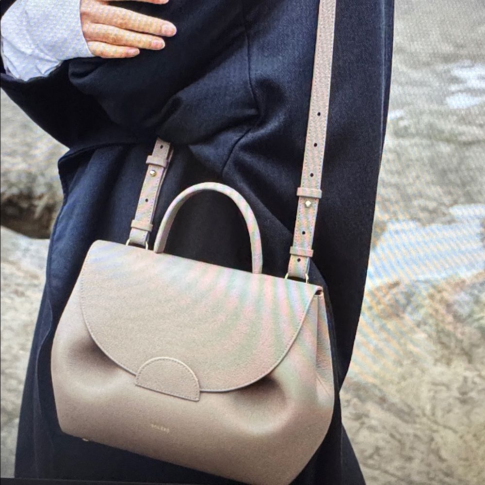 Polene Número Un Edition Textured Grey Leather Handbag